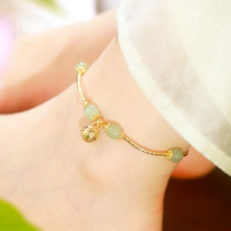 Swim set at first sight with jubilation of natural and field jade golden retro ankle chain 2022 new tide Sexy foot accessories