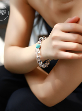 明星同款静姐推荐游思集露思巴西7A级白水晶手串直觉石海纹石手链