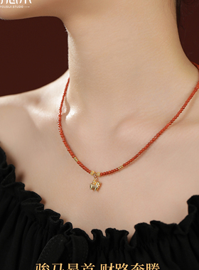 游思集2026马上发财女款南红玛瑙项链女川料樱桃红颈链串珠送礼物