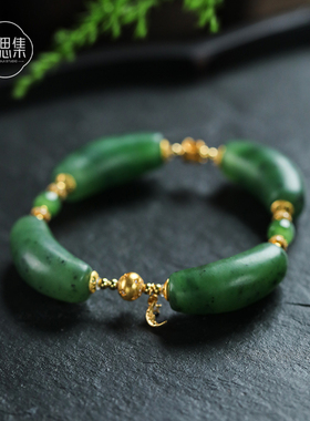 【四时有序手串】天然和田玉俄料碧玉微笑乐子新中式气质设计