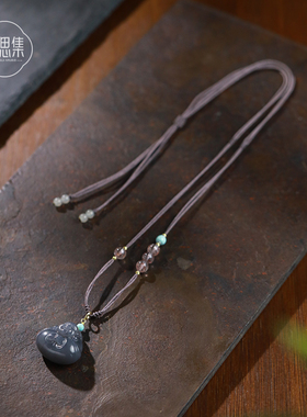 游思集和田玉烟紫玉锁骨链女项链