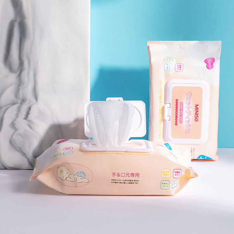 miniso名创优品旗舰店MINISO名创优品婴儿湿巾婴幼儿新生手口专用宝宝湿纸巾80片/包2