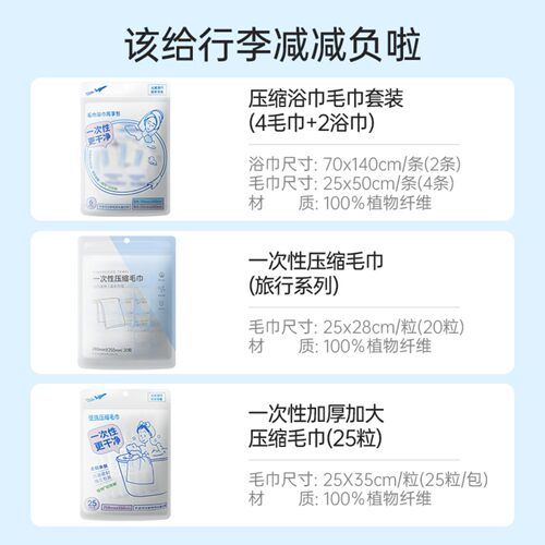 MINISO名创优品一次性毛巾压缩浴巾加厚加大旅行独立包装旅游用品 - 图0