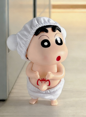 可爱小新浴室洗澡搞怪手办摆件