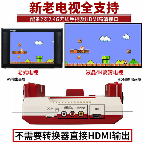 【其乐无穷】小霸王D101家用4k高清电视游戏机fc红白机80后怀旧款插黄卡复古经典老式双人无线手柄超级玛丽-图2