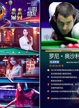 台球室海报装饰墙面桌球明星人物介绍丁俊晖潘晓婷郑宇伯中式八球