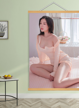 现代简约实木挂轴美女装饰画