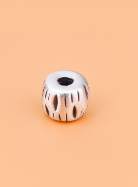 3D硬银复古简约笑脸圆珠隔珠 文玩手工DIY手链项链挂件配件