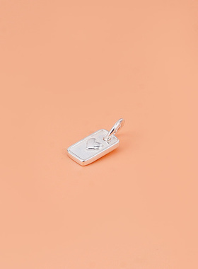 s925纯银首饰配件 双面爱心长方吊坠 串珠材料手链项链挂坠配饰