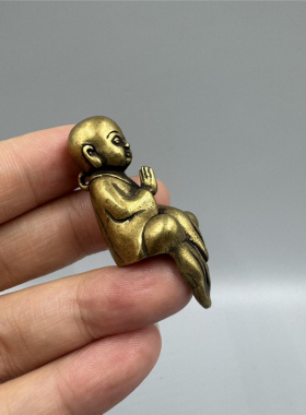 小沙弥实心钥匙扣铜饰纯铜