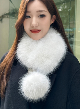 毛茸茸围脖加厚仿皮草保暖围巾女