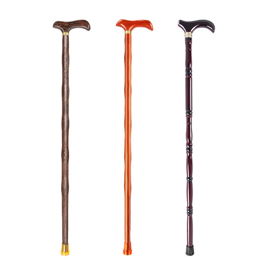 Solid wood crutches for the elderly, non-slip and lightweight