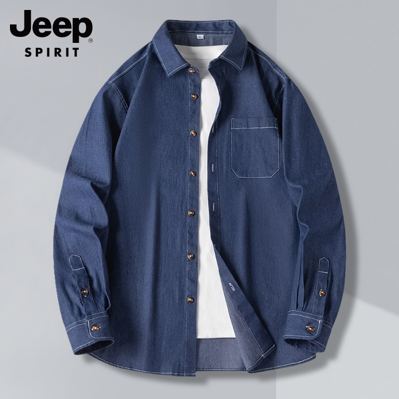 Jeep Spirit 吉普 24年春季款 男式仿牛仔布外套式美式衬衫 天猫优惠券折后￥59包邮（￥89-30）2色可选