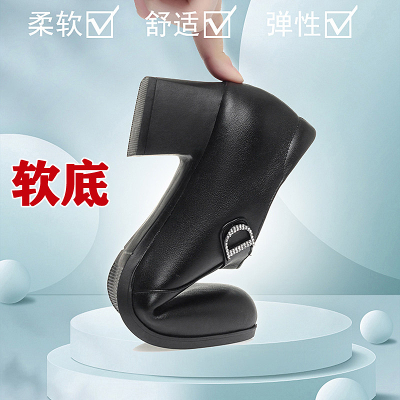 真皮粗跟深口单鞋女新款加绒棉皮鞋黑色小皮鞋软皮软底妈妈工作鞋,淘宝优惠券,粉丝福利购,淘宝优惠卷