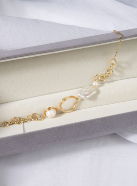 vintage复古手链ins精致高级感轻奢小众巴洛克天然淡水珍珠手镯