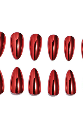 新款圣诞新年红穿戴甲欧美款电镀