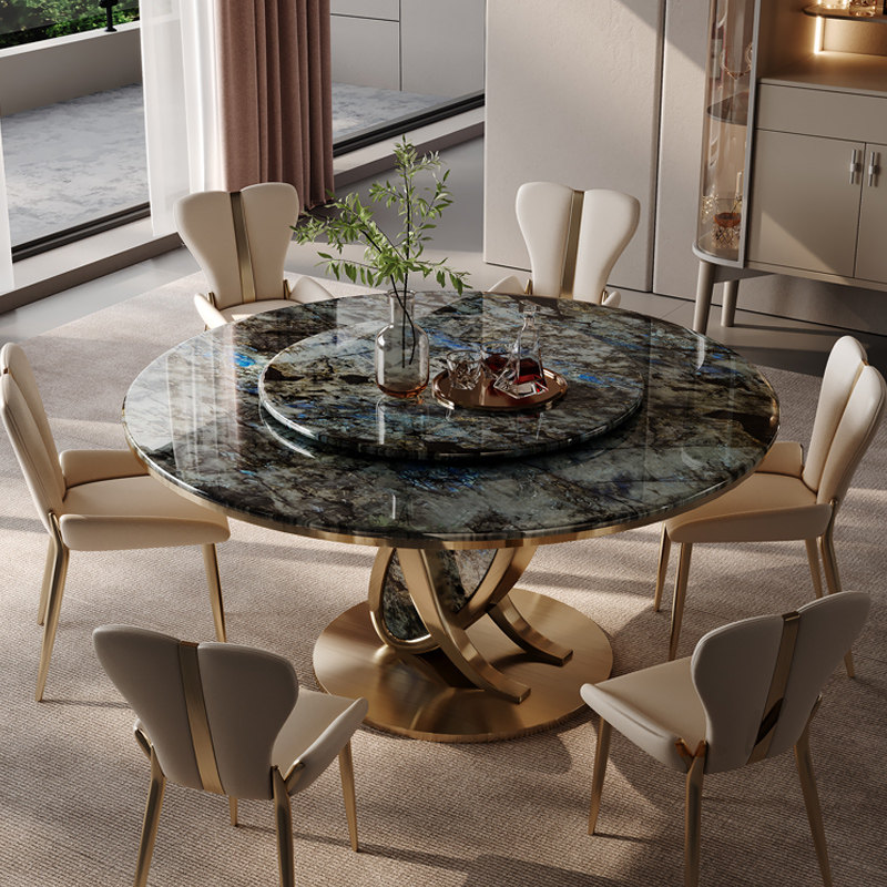 Mobeier 轻奢大理石圆形餐桌超晶石微晶石家用轻奢高级感奢石饭桌,淘宝优惠券,粉丝福利购,淘宝优惠卷