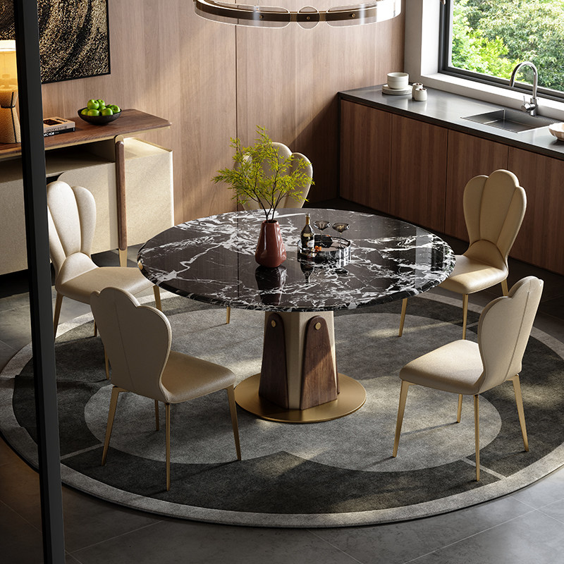 Mobeier 天然轻奢大理石圆形餐桌客厅家用高级感现代简约桌椅组合,淘宝优惠券,粉丝福利购,淘宝优惠卷