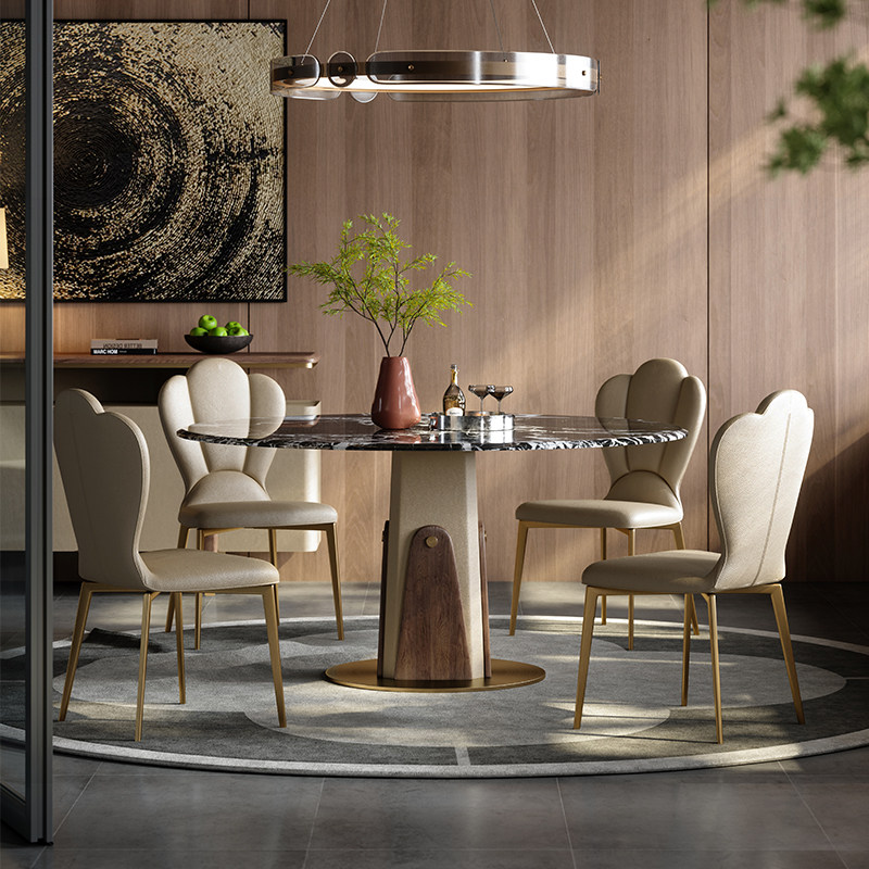 Mobeier 天然轻奢大理石圆形餐桌客厅家用高级感现代简约桌椅组合,淘宝优惠券,粉丝福利购,淘宝优惠卷