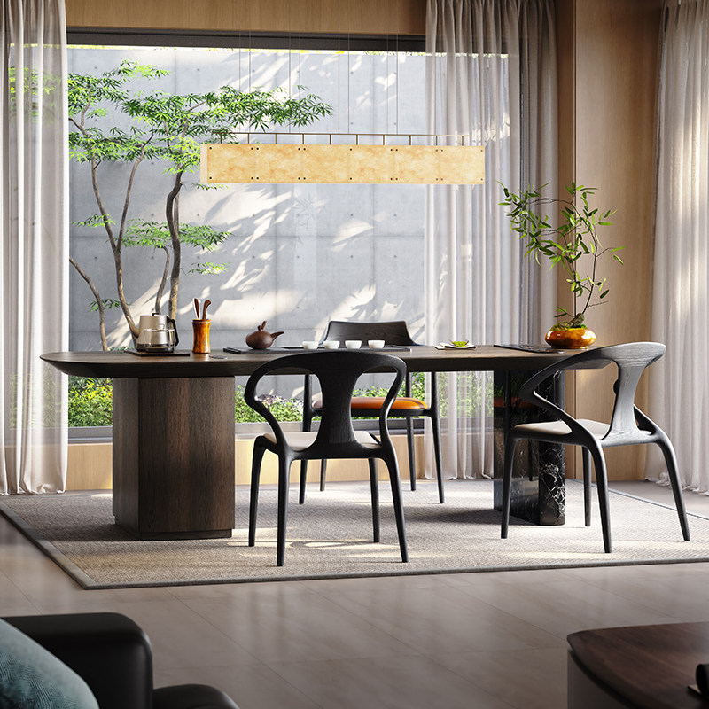 Mobeier 恩泽茶台 宋代美学禅意茶桌天然大理石黑玫瑰茶台桌组合,淘宝优惠券,粉丝福利购,淘宝优惠卷