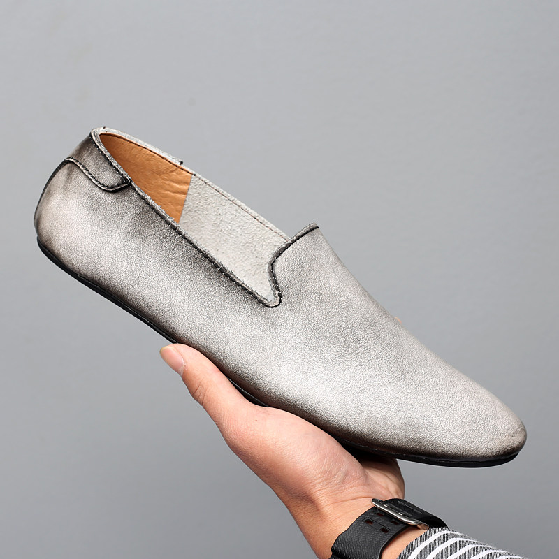 2025新款豆豆鞋男真皮简约百搭休闲皮鞋牛皮套脚懒人鞋尖头小皮鞋,淘宝优惠券,粉丝福利购,淘宝优惠卷