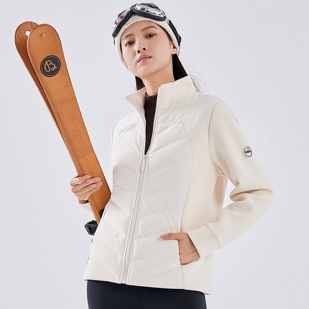 红一号羽绒服女2024秋冬新款短款立领轻薄保暖修身羊毛外套H28871