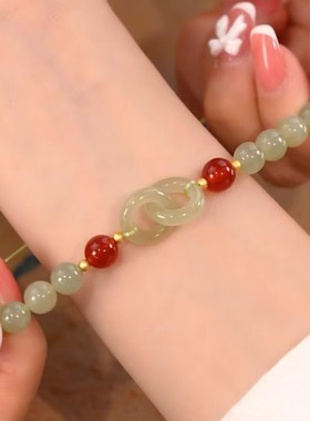 环环相扣手链女ins小众设计平安扣手串女闺蜜生日