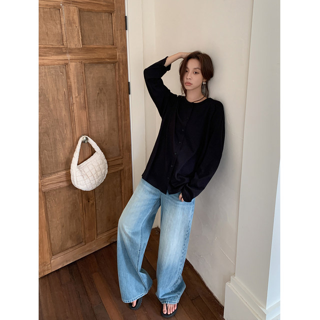 Sixijia texture straight jeans