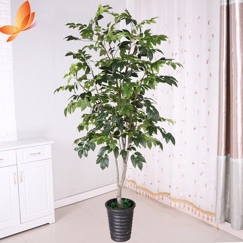仿真红枫树榕树橄榄树大型绿植盆景盆栽塑料树摆设假花落地装饰树 - 图1