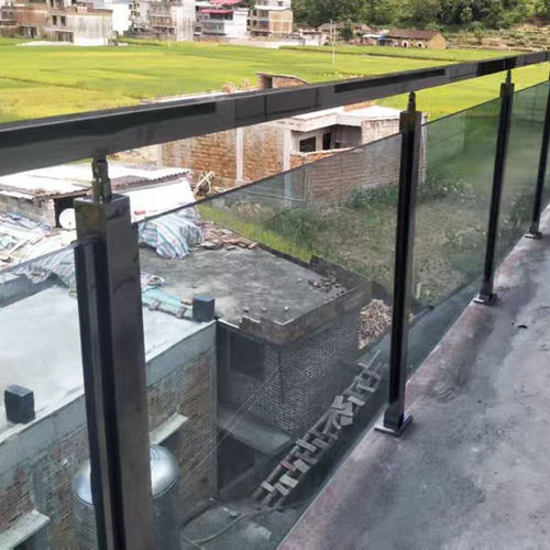 福优不锈钢外卡槽立柱方管家用楼梯栏杆扶手磨砂黑网红阳台玻璃护 - 图1
