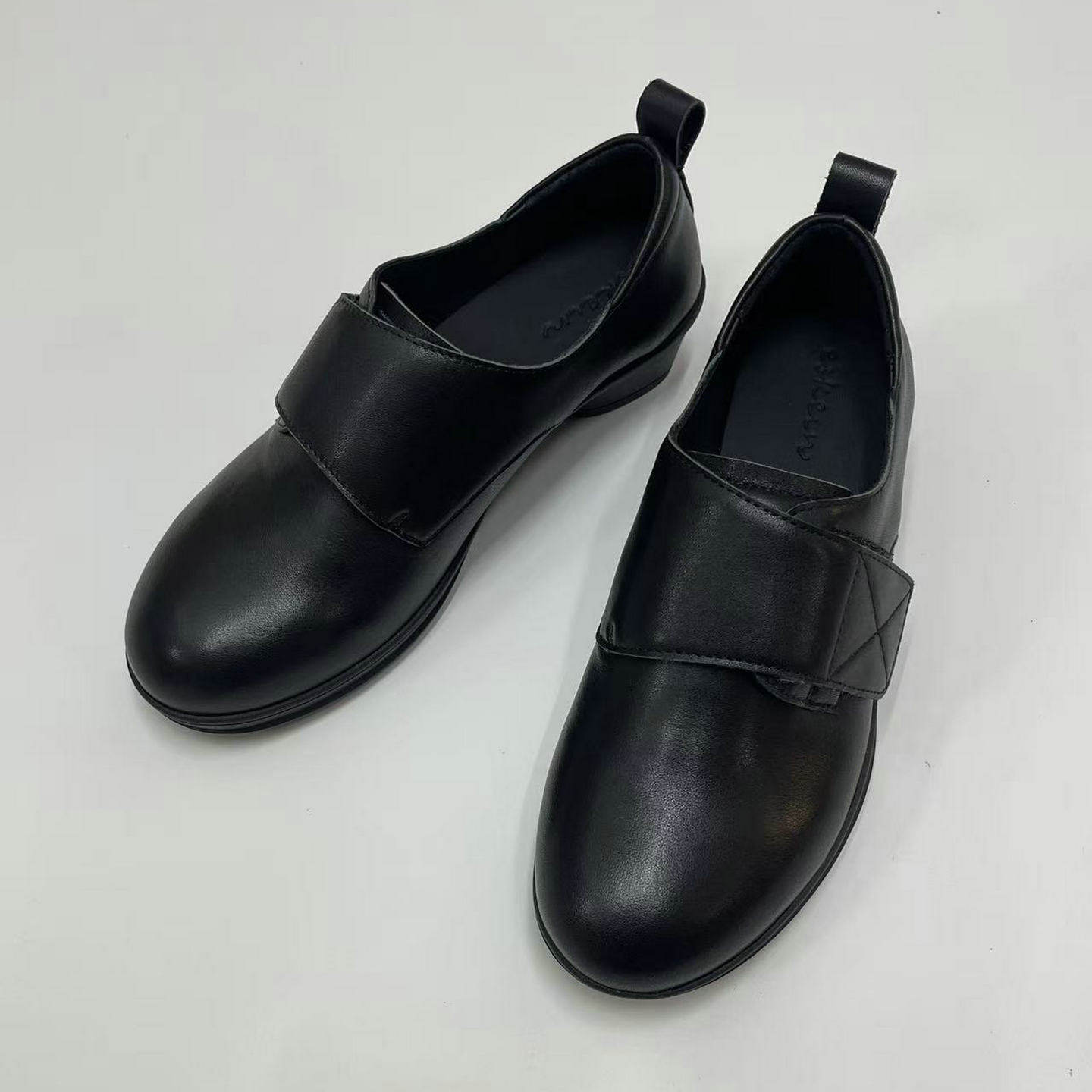 ESKEIN秋冬粗跟工作鞋女黑色牛皮单鞋坡跟大码35-43码宽胖脚女鞋,淘宝优惠券,粉丝福利购,淘宝优惠卷