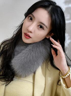 百搭双面狐狸毛围脖保暖磁扣女