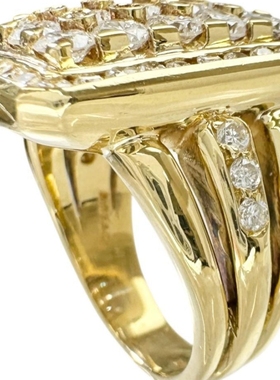 日本中古奢侈品珠宝直邮18k黄金镶嵌约2.5克拉天然钻石奢华戒指