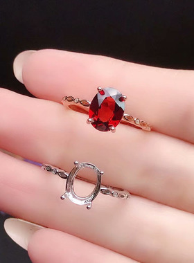 简约戒指空托镶嵌925银加工定制