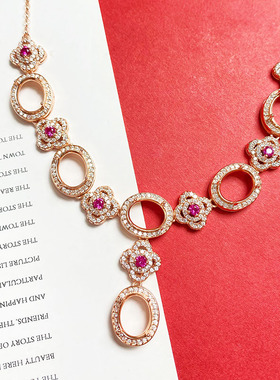 小众轻奢风925银椭圆形链排空托