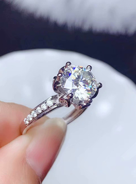 时尚个性莫桑钻戒指空托925银女