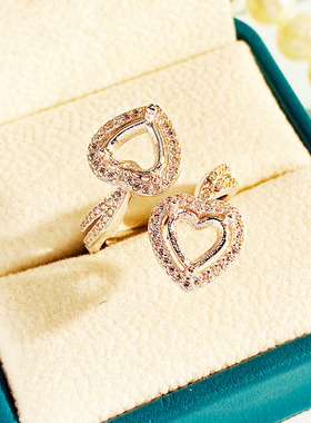 时尚个性款心形戒指空托轻奢百搭