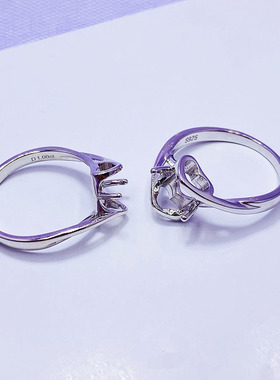 固定圈口天使之吻戒托925银克拉