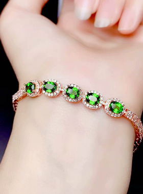 欧美手链椭圆银托配件镶嵌宝石