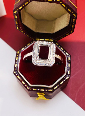 紫水晶戒指纯银戒指空托轻奢时尚