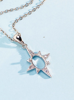 新款小众设计星星吊坠椭圆形空托