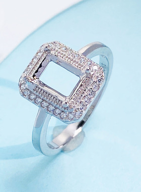 长方戒指空托闭口戒托女