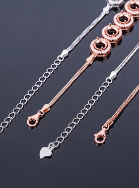 简约甜美精工S925纯银手链空托女