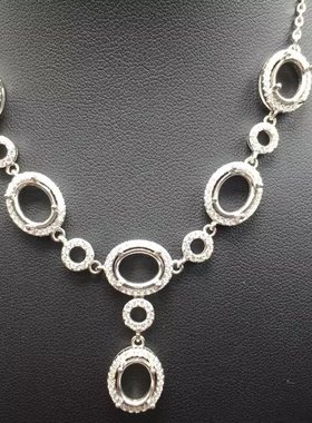 镶嵌椭圆8-8加工定制银项链