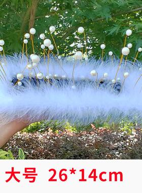 车载羽毛珍珠汽车防滑垫中控台汽车副驾驶摆件防滑垫子用品