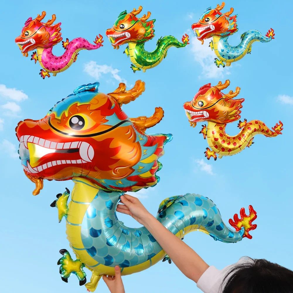 3D Standing Dragon Balloons Foil Cartoon Animal Zodiac 2024 - 图1