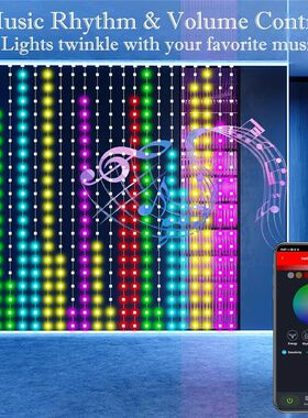 400-800 LED RGB Smart Curtain Lights with Music,App Controls