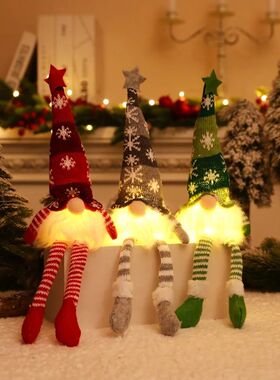 Christmas Faceless Doll Gnome Ornaments LED Light Plush Knit