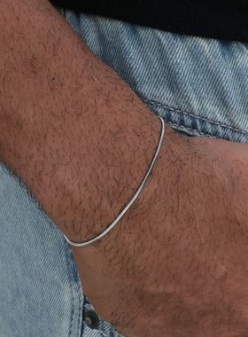 Simple MEN Stainless Steel Square Snake Bone Chain Bracelet