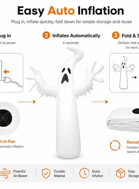 Large Inflatable Halloween Ghost Decor, Standing Ghost Yard